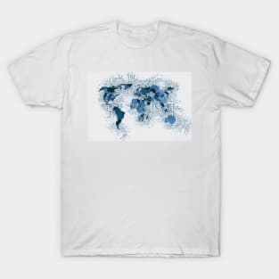 Vintage blue WORLD MAP for Geography Lovers T-Shirt